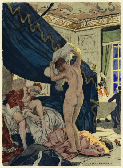 Illustration til Casanovas erindringer (farvelitografi) af Jules Marie Auguste Leroux