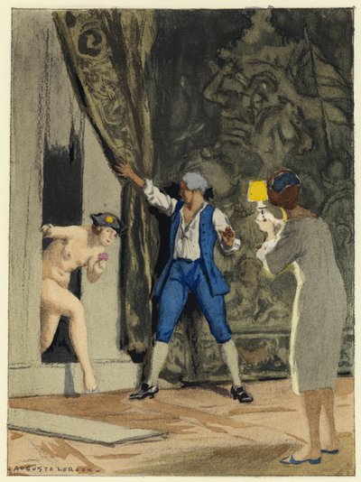 Illustration til Casanovas erindringer (farvelitografi) af Jules Marie Auguste Leroux