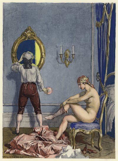 Illustration til Casanovas erindringer (farvelitografi) af Jules Marie Auguste Leroux