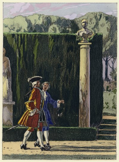 Illustration til Casanovas erindringer (farvelitografi) af Jules Marie Auguste Leroux