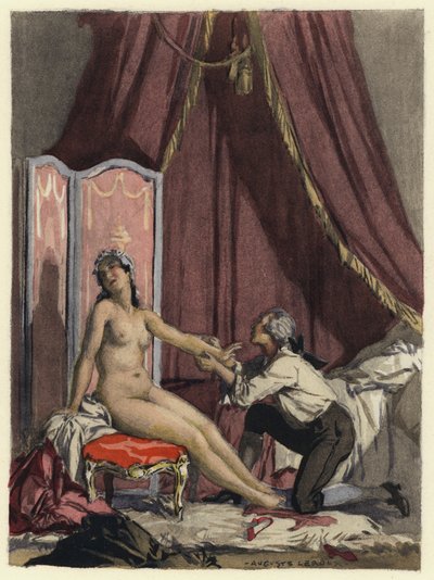 Illustration til Casanovas erindringer (farvelitografi) af Jules Marie Auguste Leroux