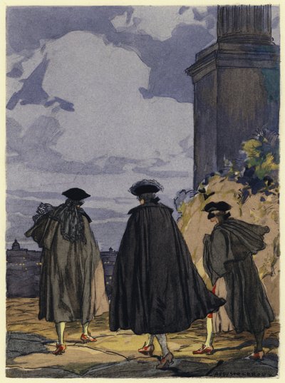 Illustration til Casanovas erindringer (farvelitografi) af Jules Marie Auguste Leroux