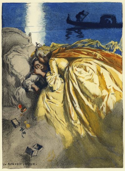 Illustration til Casanovas erindringer (farvelitografi) af Jules Marie Auguste Leroux