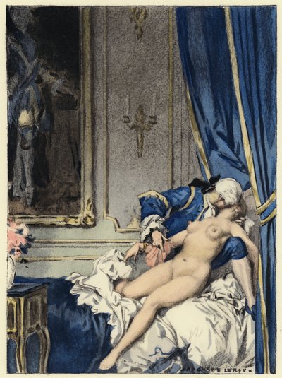 Illustration til Casanovas erindringer (farvelitografi) af Jules Marie Auguste Leroux