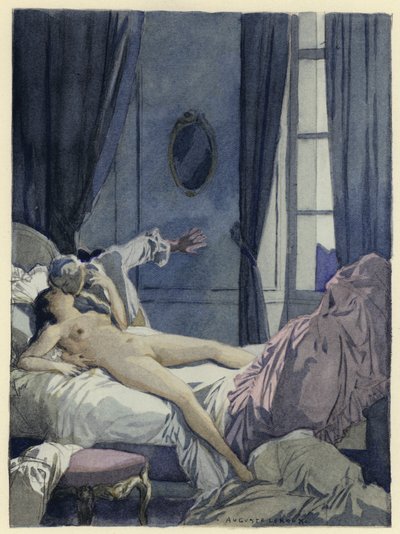 Illustration til Casanovas erindringer (farvelitografi) af Jules Marie Auguste Leroux