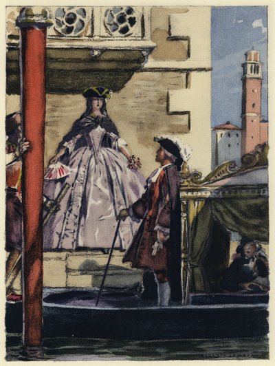 Illustration til Casanovas erindringer (farvelitografi) af Jules Marie Auguste Leroux