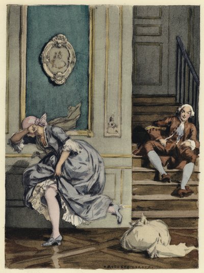 Illustration til Casanovas erindringer (farvelitografi) af Jules Marie Auguste Leroux