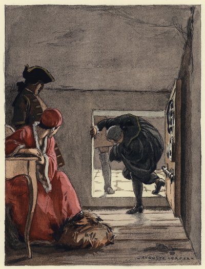 Illustration til Casanovas erindringer (farvelitografi) af Jules Marie Auguste Leroux