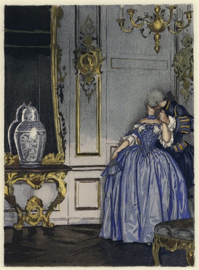 Illustration til Casanovas erindringer (farvelitografi) af Jules Marie Auguste Leroux
