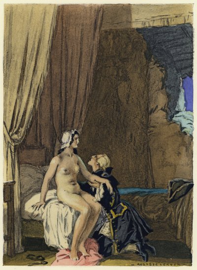 Illustration til Casanovas erindringer (farvelitografi) af Jules Marie Auguste Leroux