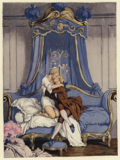 Illustration til Casanovas erindringer (farvelitografi) af Jules Marie Auguste Leroux