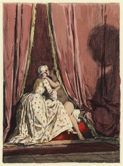 Illustration til Casanovas erindringer (farvelitografi) af Jules Marie Auguste Leroux
