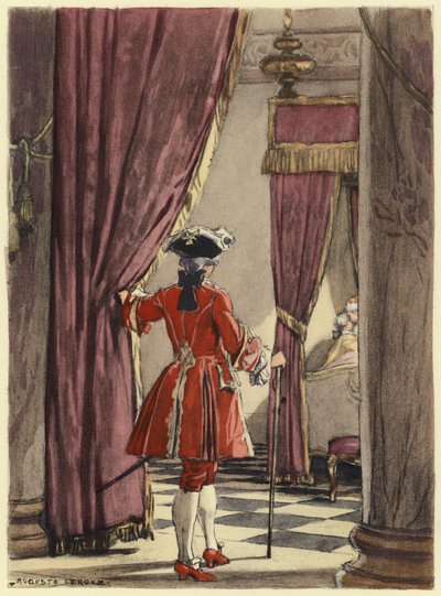 Illustration til Casanovas erindringer (farvelitografi) af Jules Marie Auguste Leroux