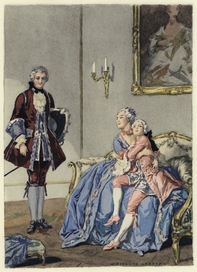 Illustration til Casanovas erindringer (farvelitografi) af Jules Marie Auguste Leroux
