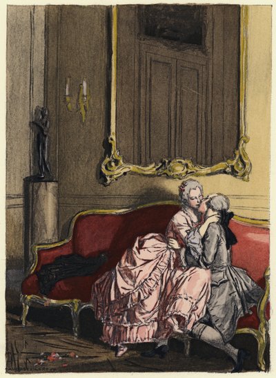 Illustration til Casanovas erindringer (farvelitografi) af Jules Marie Auguste Leroux