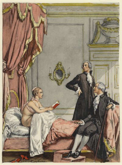 Illustration til Casanovas erindringer (farvelitografi) af Jules Marie Auguste Leroux