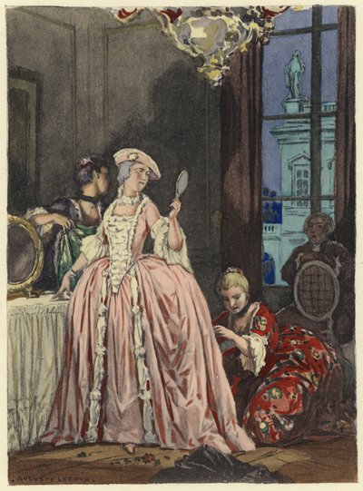 Illustration til Casanovas erindringer (farvelitografi) af Jules Marie Auguste Leroux