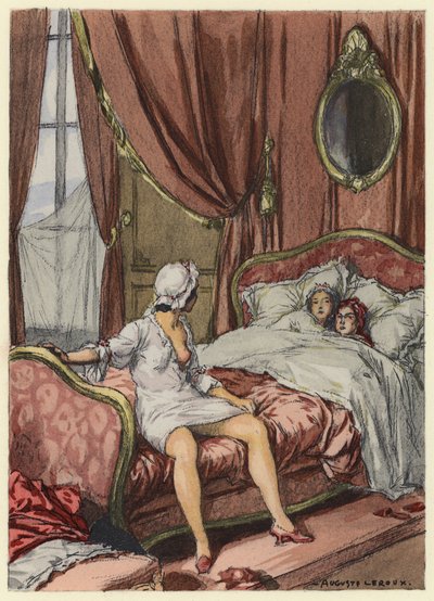 Illustration til Casanovas erindringer (farvelitografi) af Jules Marie Auguste Leroux