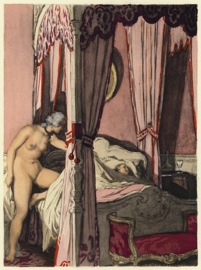 Illustration til Casanovas erindringer (farvelitografi) af Jules Marie Auguste Leroux