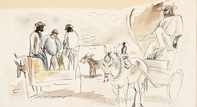 Sort og to vogne af Jules Pascin
