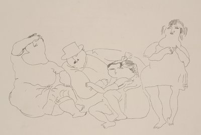 Familie, ca.1923-25 (litografi) af Jules Pascin