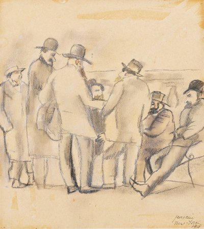 Group of Men, New York, 1918 (wc og blyant på papir) af Jules Pascin