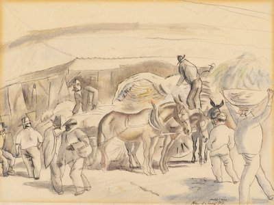 Høstmaskiner, 1917 (wc på papir) af Jules Pascin