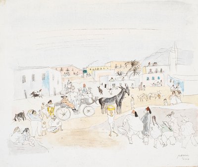 Landskab med Vogn og Figurer, Tunis af Jules Pascin