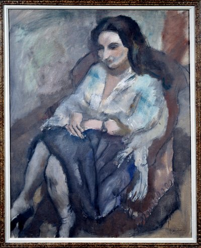 Portræt af Andree. Portræt af en siddende kvinde. Maleri af Jules Pascin (1885-1930) af Jules Pascin