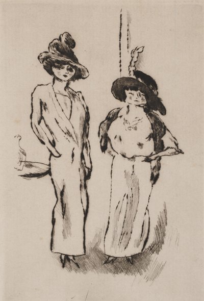 Two Women at the Ball, ca. 1910 (radering) af Jules Pascin