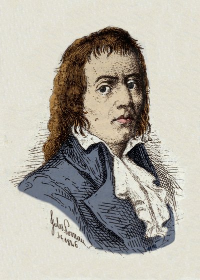 Fransk revolution: "Portræt af Francois Babeuf dit Gracchus (1760-1797) revolutionær" tegning af Jules Porreau af Jules Porreau