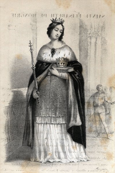 Portræt af Sankt Elizabeth af Ungarn (1207 - 1231) af Jules and Raunheim Hermann David