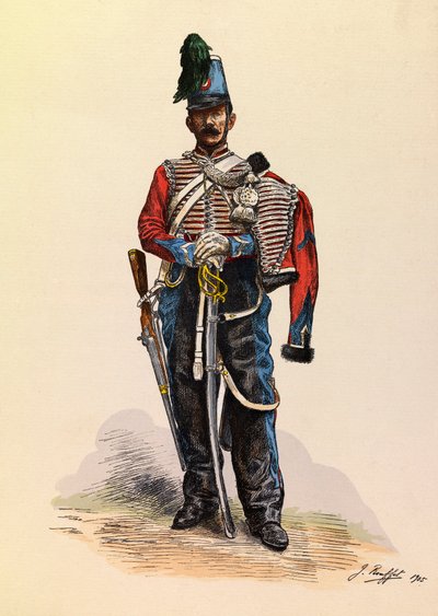 Portræt af en brigadehussar af Jules Rouffet (1862-1931) ca. 1845, privat samling af Jules Rouffet