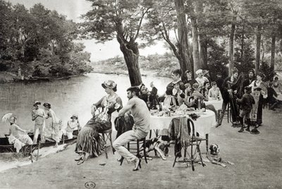 Scene på bredden af floden Marne (fototypi) af Jules Scalbert