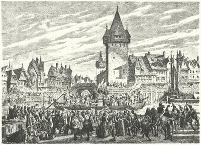 Hirsebreifahrt, transport af en last hirse med båd fra Zürich til byens allierede, Strasbourg af Jules Theophile (after) Schuler