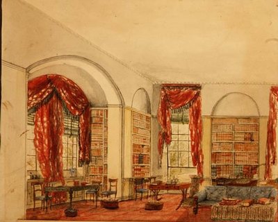 Set fra siden af biblioteket i Aynhoe af Julia Cartwright