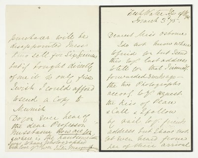 Autograferet brev af Julia Margaret Cameron