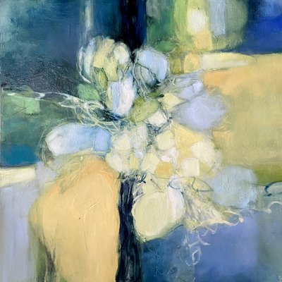 Fredfyldt, abstrakt blomstermotiv af Julia Purinton