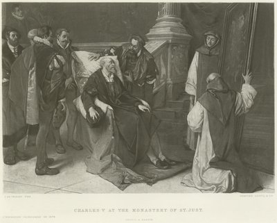 Charles V ved klosteret St Just gravure af Juliaan de Vriendt