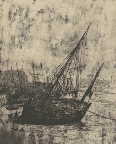 Både ved Peel - Isle of Man, 1889. af Julian Alden Weir