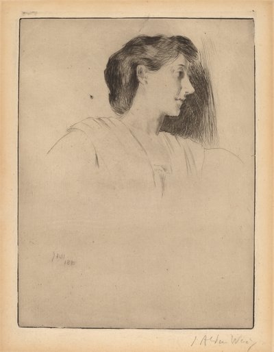 Profil hoved af en kvinde, 1890. af Julian Alden Weir
