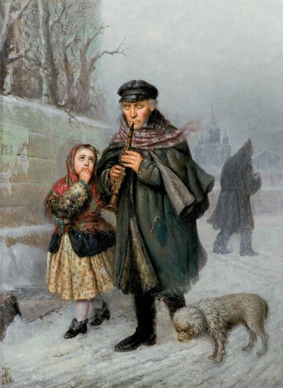 Klarinettist - Gadescene fra Sankt Petersborg (tigger-klarinettist med pige og hund). af Julian Bończa Tomaszewski