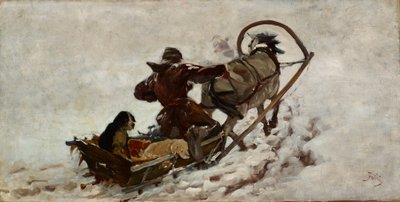 Hunde på jagt, ca. 1886 (olie på lærred) af Julian Falat