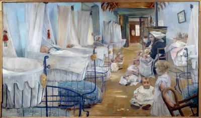 Les crceaux, offentlig hjælp børnehave Maleri af Julie Delance Feurgard (1859-1892) 1888 Brest, Museum of Fine Arts - The Cradles, plejehjem, Offentlig bistand. Maleri af Julie Delance Feurgard (1859-1892) af Julie Delance Feurgard