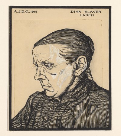 Portræt af Dina Klaver Dina Klaver Laren (titel på objekt) af Julie de Graag (signed by artist)