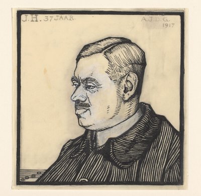 Portræt af en 37-årig mand med initialerne J.H. af Julie de Graag (signed by artist)