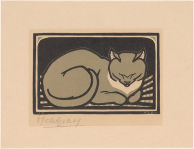 sovende kat af Julie de Graag (signed by artist)
