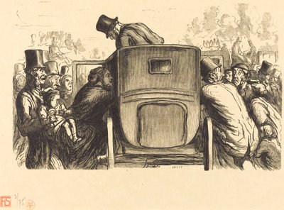 Verdensudstilling: Udlændingen finder alle de ønskværdige faciliteter... af Julien Antoine Peulot after Honoré Daumier