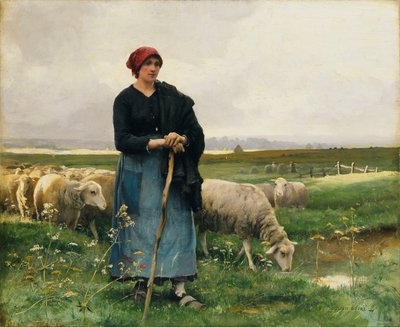 En hyrdinde med sin flok, af Julien Dupre