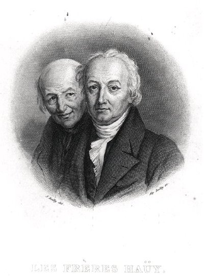 Brødrene Hauy: Rene-Just (1743-1822) og Valentin Hauy (1745-1822), graveret af Alphonse Boilly (1801-67) (stik) (s/h foto) af Julien Leopold (after) Boilly